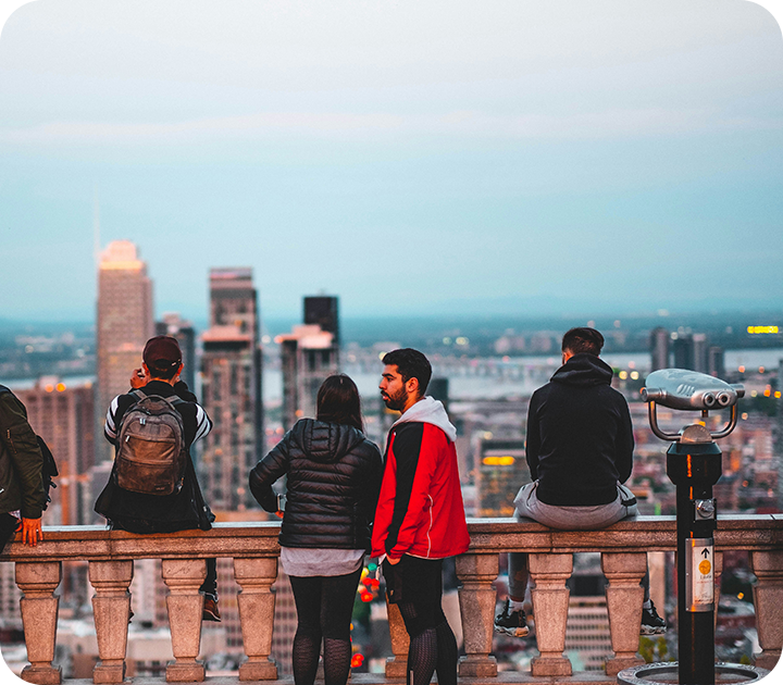 Tourists Looking at Skyline from Mont Royal Montreal Canada