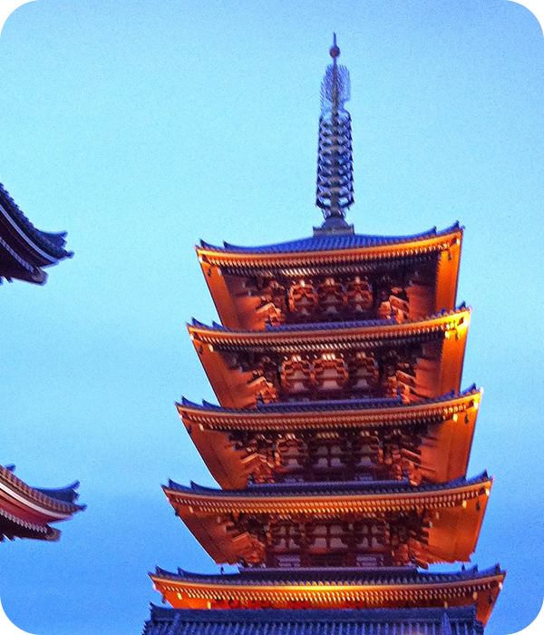 View Looking Up at Sensoji Temple Tokyo