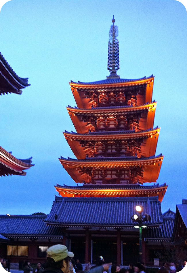 View Looking Up at Sensoji Temple Tokyo