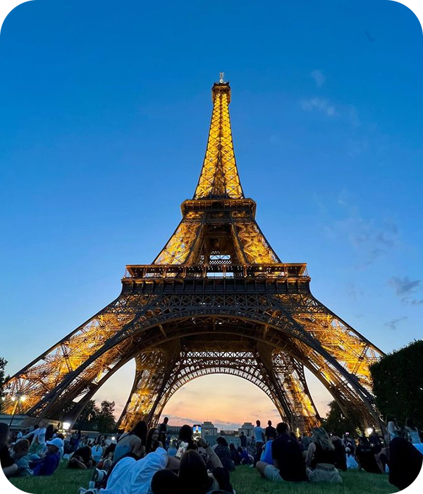 Sunset View Looking Up at Eiffel Tower
