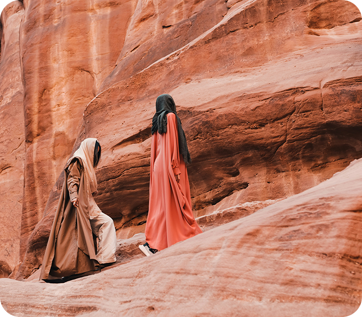 Young Women Exploring the Hisma Desert in Saudi Arabia